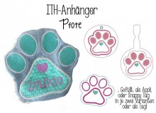 Stickdatei - Pfote ITH & Appli plus Anhänger und Tag